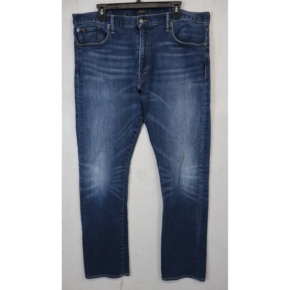 Polo Ralph Lauren Jeans Mens Size 38x34 Blue Varick Slim Straight Denim Cotton